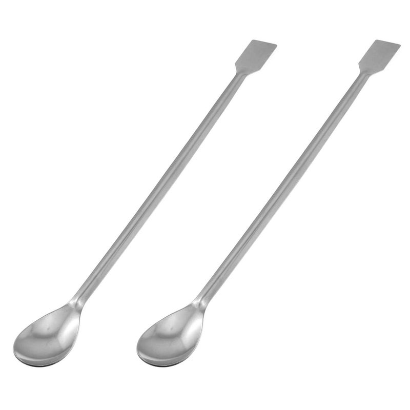 RLECS Lab Spoon 2PCS Extended 30cm/11.8 inch Stainless Steel Sampling Spoons, 2 in 1 Lab Spatula, Lab Spoon Spatula, Laboratory Sampling Spoon Mixing Spatula, Reagent Sampling Spoon - Image 1